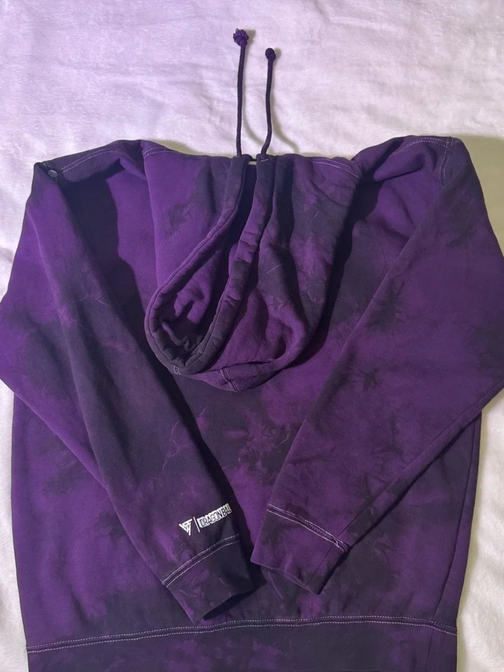 Purple Graphic Crewneck Hoodie with Neon Alien Motif